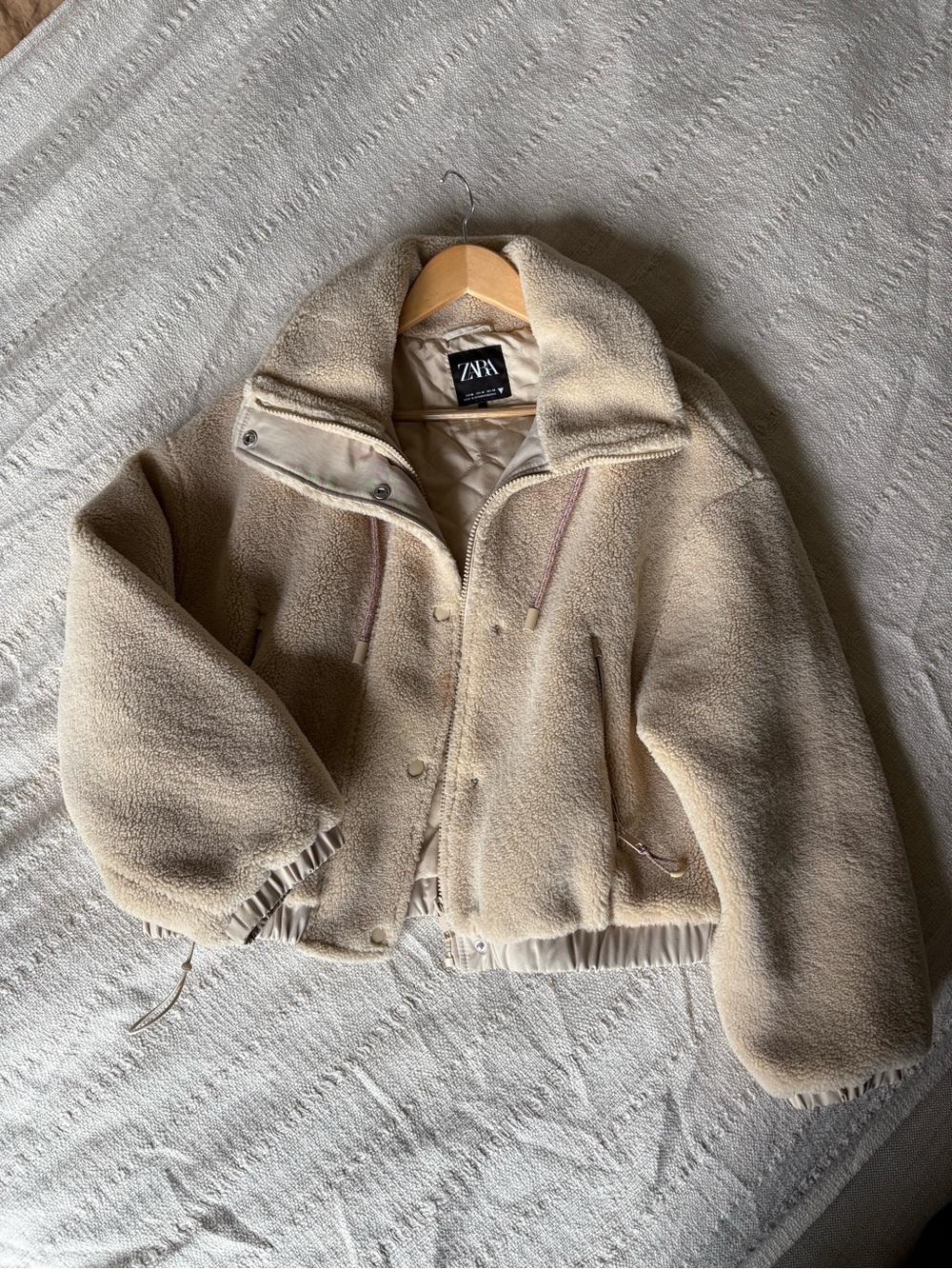 Zara Cream Teddy Sherpa Jacket